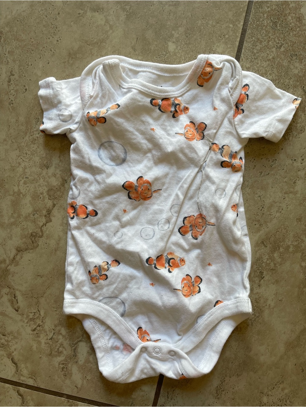 Burt’s Bees White Baby Onesie with Orange Clownfish Print